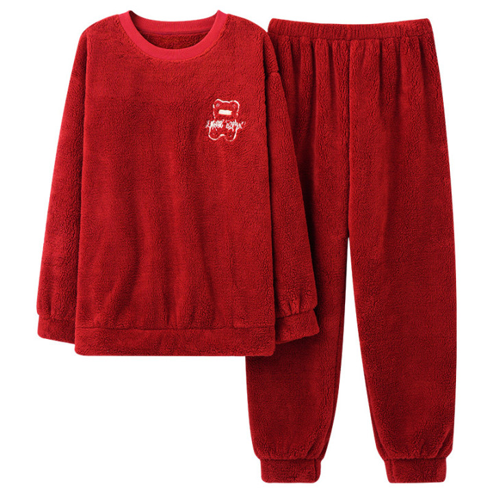 Coral Velvet Pajamas Men's Winter Thicken Thermal Pullover Round Neck Flannel Home Wear | Anvare