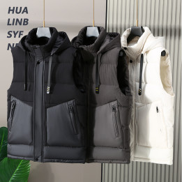 Fashion Trendy Men Cotton Vest Wholesale Winter Menswear New Disassembly Cap Men Cotton Waistcoat Outer Wear Vest Men | Anvare