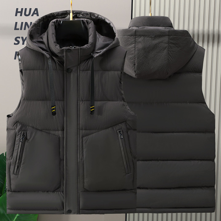 Fashion Trendy Men Cotton Vest Wholesale Winter Menswear New Disassembly Cap Men Cotton Waistcoat Outer Wear Vest Men | Anvare
