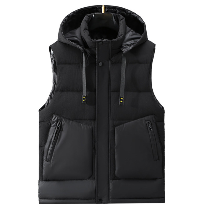 Fashion Trendy Men Cotton Vest Wholesale Winter Menswear New Disassembly Cap Men Cotton Waistcoat Outer Wear Vest Men | Anvare