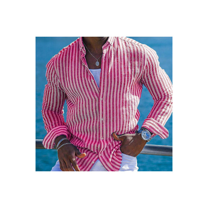 Summer Menswear 3D Printing Lapel Long Sleeve Shirt | Anvare