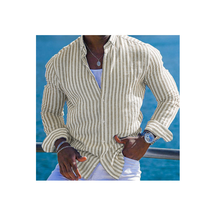 Summer Menswear 3D Printing Lapel Long Sleeve Shirt | Anvare