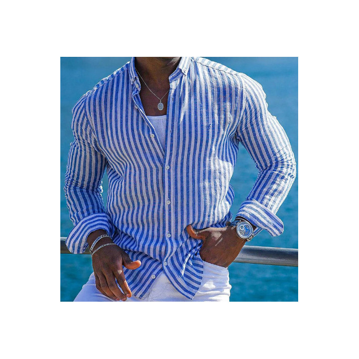 Summer Menswear 3D Printing Lapel Long Sleeve Shirt | Anvare