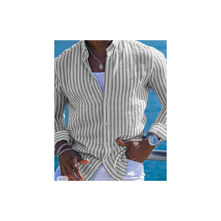 Summer Menswear 3D Printing Lapel Long Sleeve Shirt | Anvare