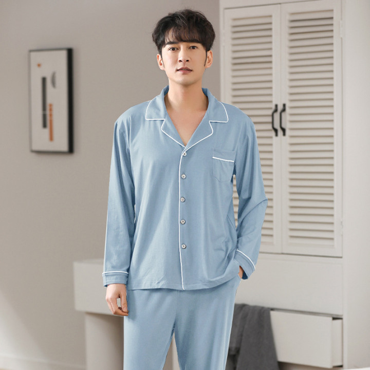 Modal Pajamas Men's Spring And Autumn Long Sleeve Cardigan Suit | Anvare