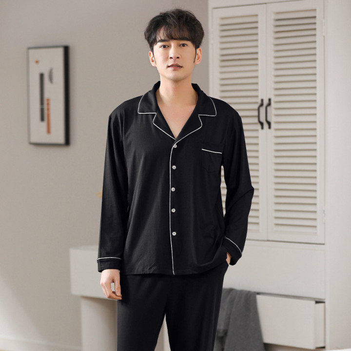 Modal Pajamas Men's Spring And Autumn Long Sleeve Cardigan Suit | Anvare