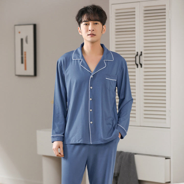Modal Pajamas Men's Spring And Autumn Long Sleeve Cardigan Suit | Anvare