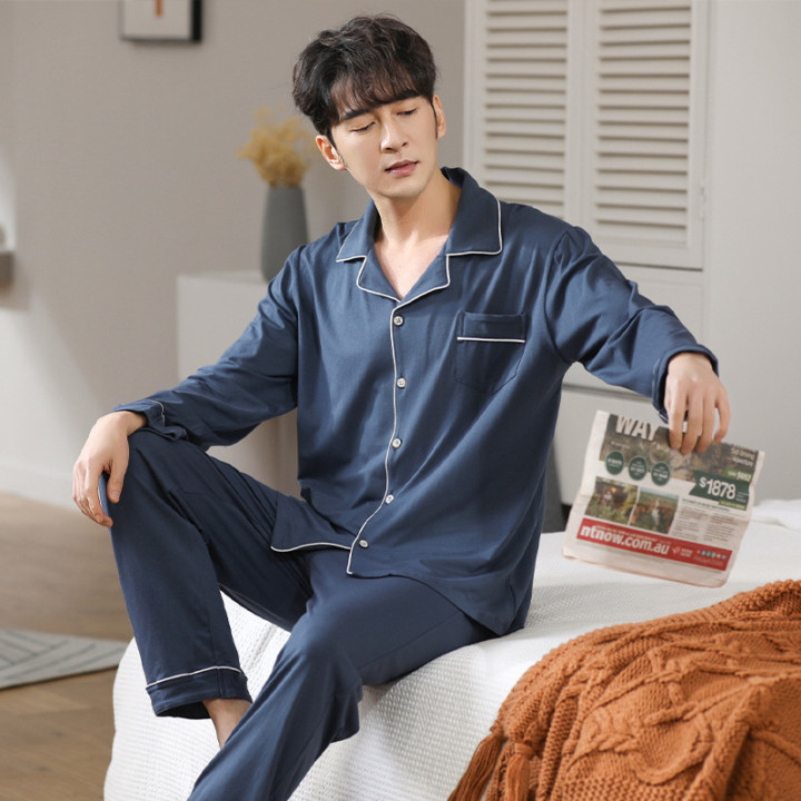 Modal Pajamas Men's Spring And Autumn Long Sleeve Cardigan Suit | Anvare
