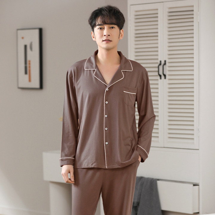 Modal Pajamas Men's Spring And Autumn Long Sleeve Cardigan Suit | Anvare