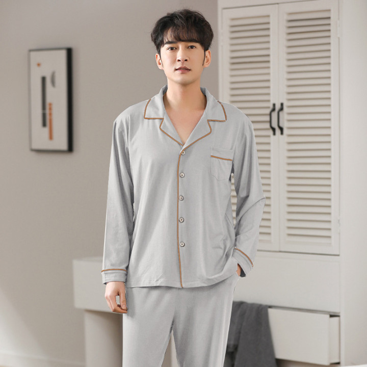 Modal Pajamas Men's Spring And Autumn Long Sleeve Cardigan Suit | Anvare
