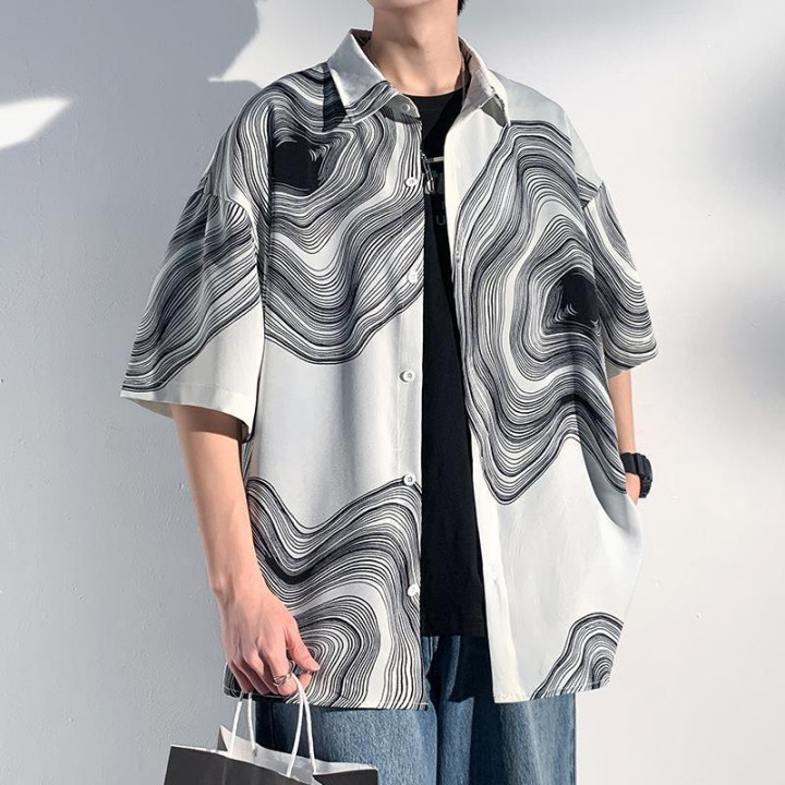 Summer Menswear Shirt Hong Kong Style Fashionable Temperament Short Sleeve | Anvare