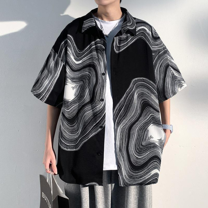 Summer Menswear Shirt Hong Kong Style Fashionable Temperament Short Sleeve | Anvare