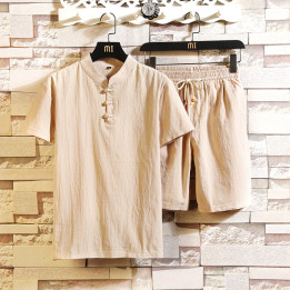 Men's Linen Shorts Short Sleeve Suit Chinese Style | Anvare