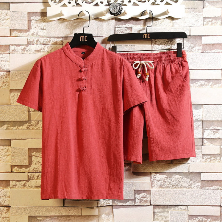 Men's Linen Shorts Short Sleeve Suit Chinese Style | Anvare