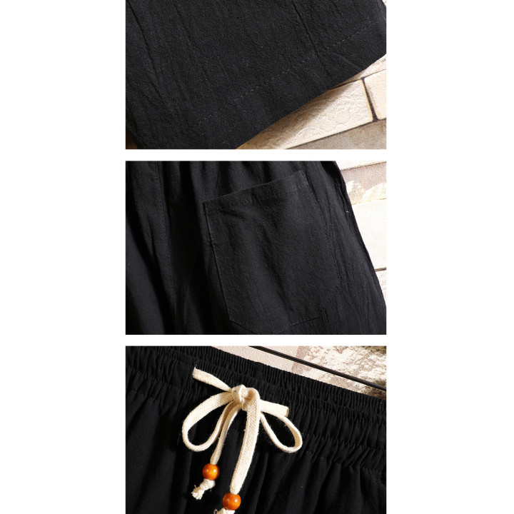 Men's Linen Shorts Short Sleeve Suit Chinese Style | Anvare