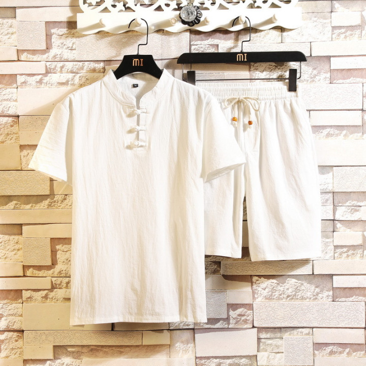 Men's Linen Shorts Short Sleeve Suit Chinese Style | Anvare