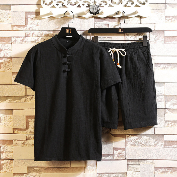 Men's Linen Shorts Short Sleeve Suit Chinese Style | Anvare