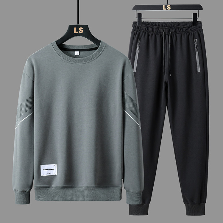 Round Neck Sweater Pants Men's Casual Sweatshirt Outfit | Anvare