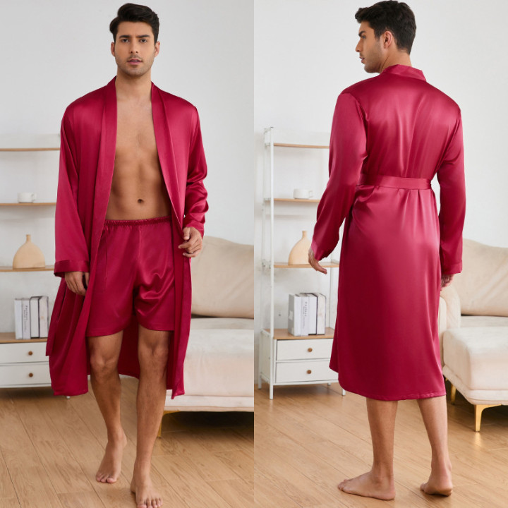 Men's Robes Shorts Suit Solid Color Homewear | Anvare