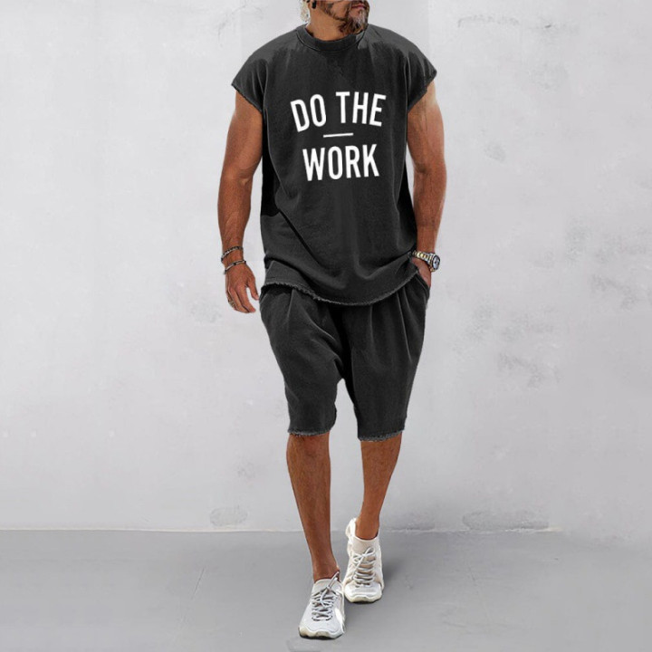 European And American Letters 3D Printing Suit Men's Round Neck | Anvare