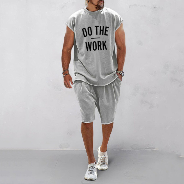 European And American Letters 3D Printing Suit Men's Round Neck | Anvare