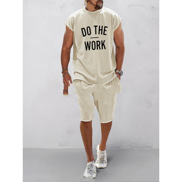 European And American Letters 3D Printing Suit Men's Round Neck | Anvare