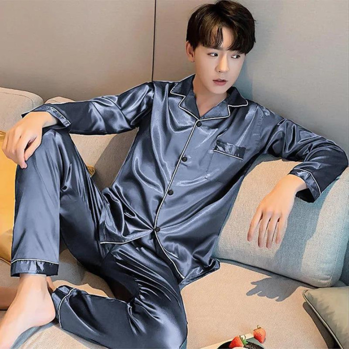 Men's Fashion Large Size Silk Pajamas Suit | Anvare