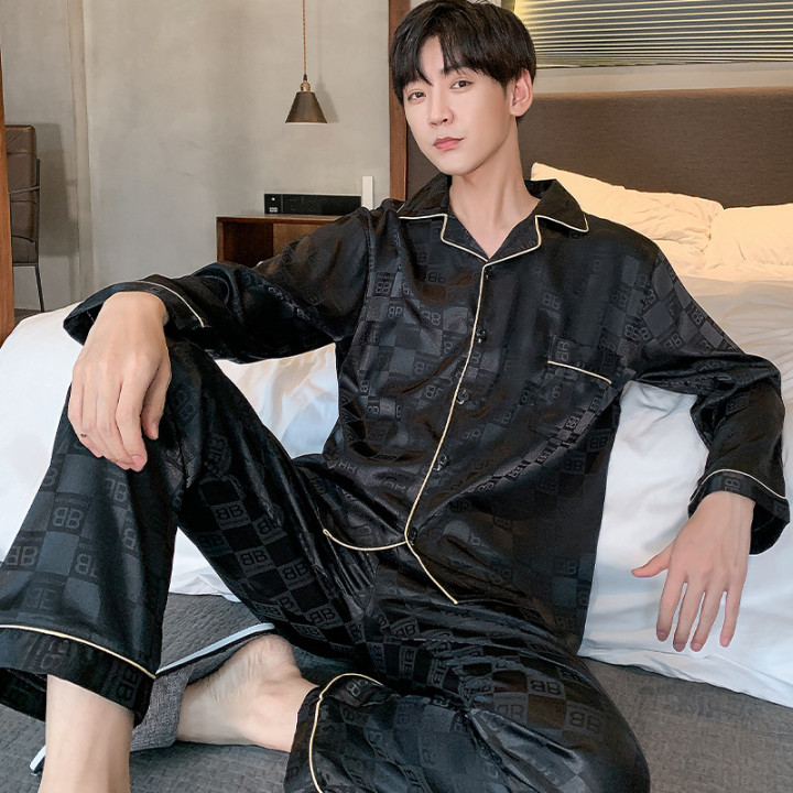 Men's Fashion Large Size Silk Pajamas Suit | Anvare