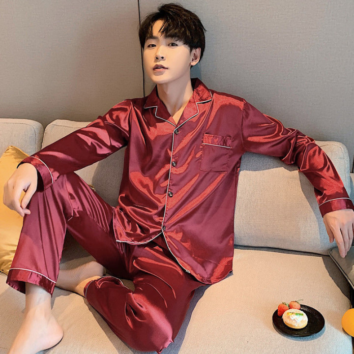 Men's Fashion Large Size Silk Pajamas Suit | Anvare