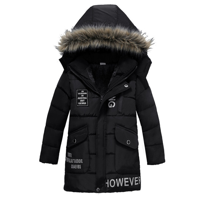 Boys Large Fur Collar Padded Warm Cotton Jacket | Anvare