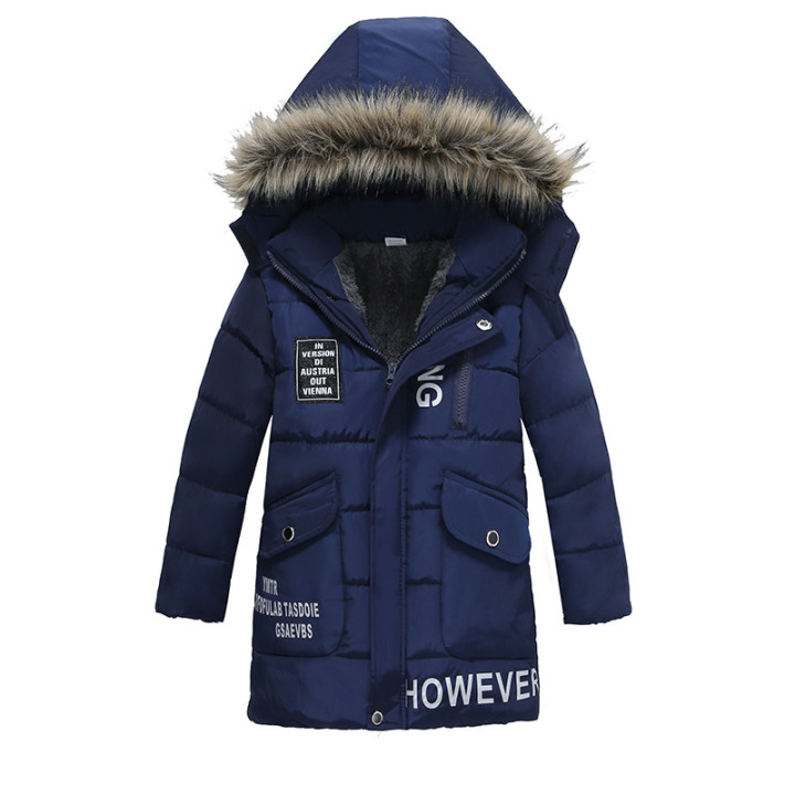 Boys Large Fur Collar Padded Warm Cotton Jacket | Anvare