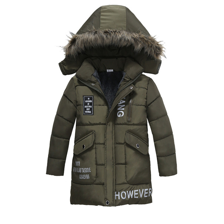 Boys Large Fur Collar Padded Warm Cotton Jacket | Anvare