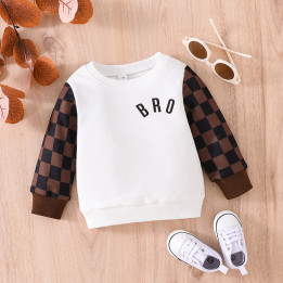 Infants And Toddlers Fall Long-sleeved Tops Fashion Plaid Sweatshirt | Anvare