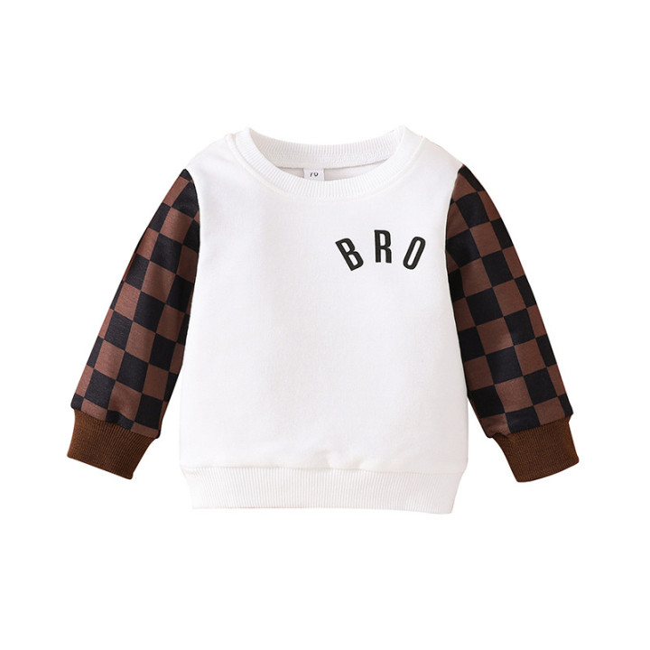 Infants And Toddlers Fall Long-sleeved Tops Fashion Plaid Sweatshirt | Anvare