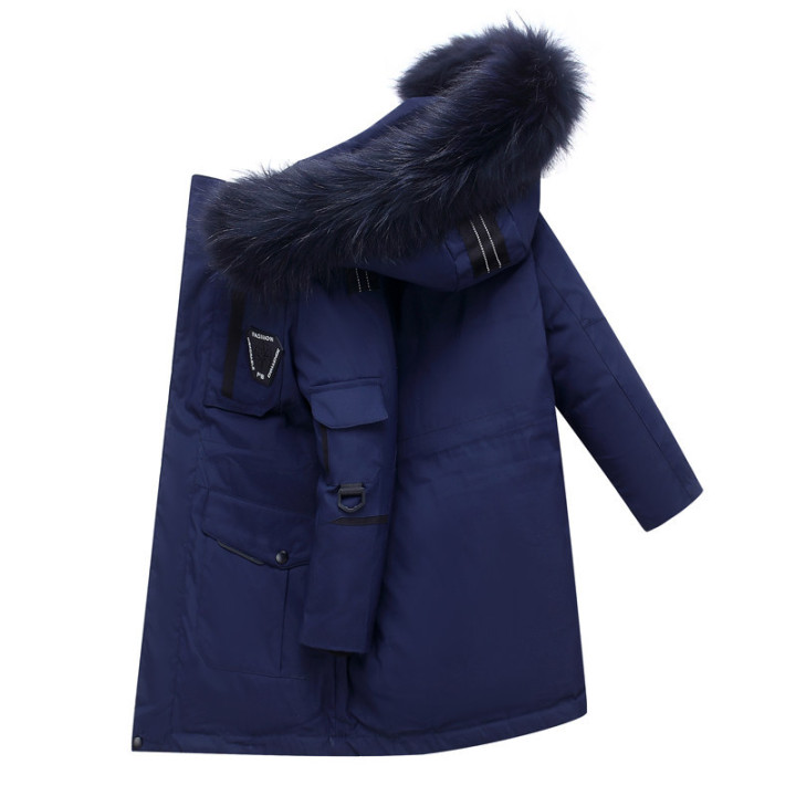 Children's Down Jacket Boys' Mid-length Thickening Plus Size Fur Collar Coat | Anvare