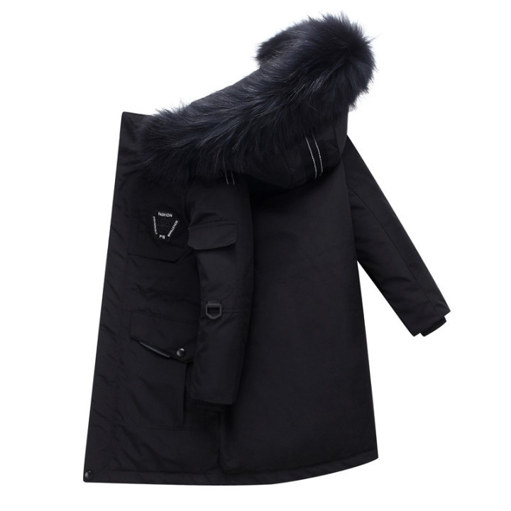Children's Down Jacket Boys' Mid-length Thickening Plus Size Fur Collar Coat | Anvare