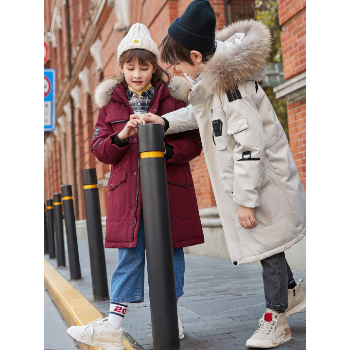 Children's Down Jacket Boys' Mid-length Thickening Plus Size Fur Collar Coat | Anvare