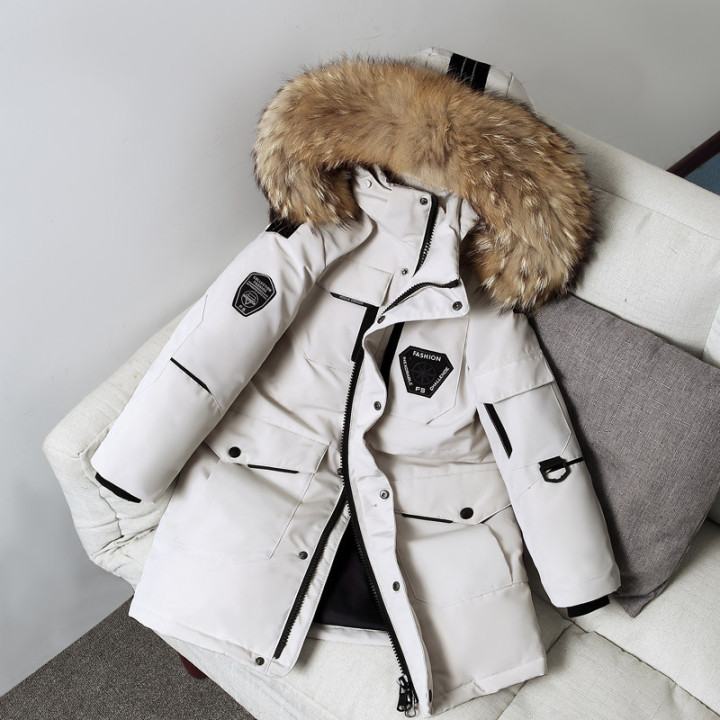 Children's Down Jacket Boys' Mid-length Thickening Plus Size Fur Collar Coat | Anvare
