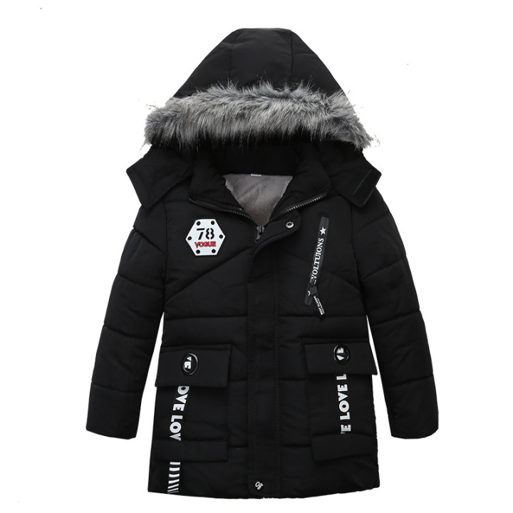 Fashion Boys Thicken Letter Print Hooded Cotton Jacket | Anvare