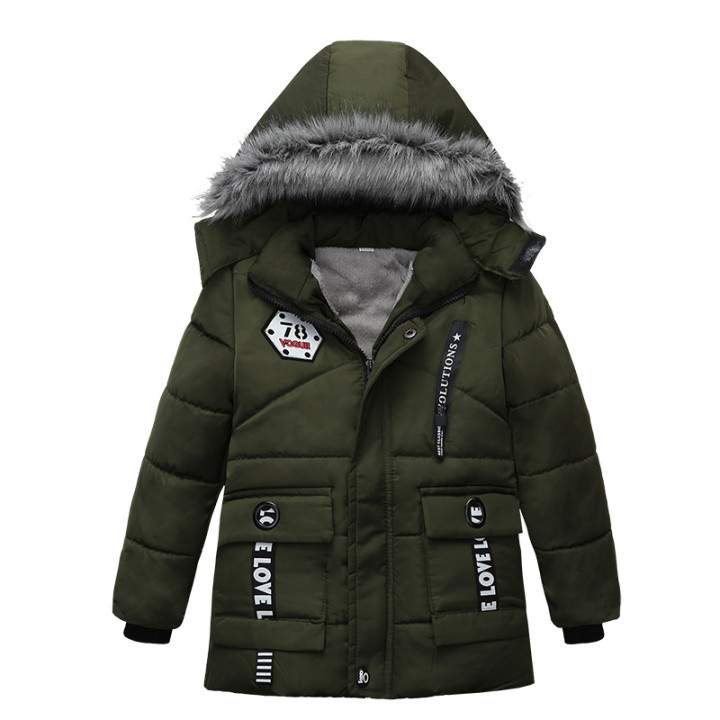 Fashion Boys Thicken Letter Print Hooded Cotton Jacket | Anvare